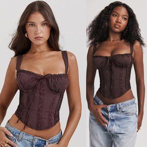 House of CB 'Gini' Rich Brown Lace Back Corset NWOT